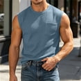 thumbnail image 4 of USNSM Tank Tops Men Waffle Sleeveless Shirt Casual Summer Relaxed Fit Active Tank Top with Pocket Muscle Athletic Beach Shirts Blue XL, 4 of 9