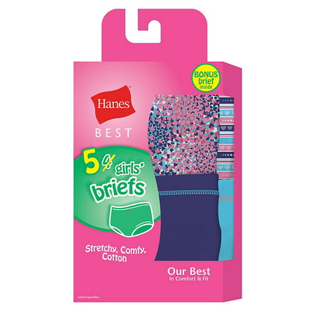 Hanes Best Girls' Soft and Cool Briefs 5-Pack (4 + 1 Free Bonus