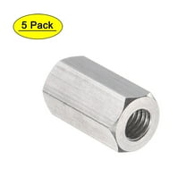 Uxcell M5 x 0.8-Pitch 15mm Length 304 Stainless Steel Metric Hex Coupling Nut, 5-Pack