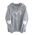 thumbnail image 2 of PNTUTB Women's Fashion Heart Print Long Sleeve Drawstring Hoodies Casual Pullover Sweatshirts with Pocket, 2 of 5