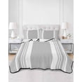 thumbnail image 2 of Quilts Twin Size Bedding Set, Farmhouse Grey Lightweight Quilted Comforter, Aesthetic Modern Line Striped Soft Reversible Bedspread Coverlet with Pillow Covers for All Season, 68" x 86", 2 of 7