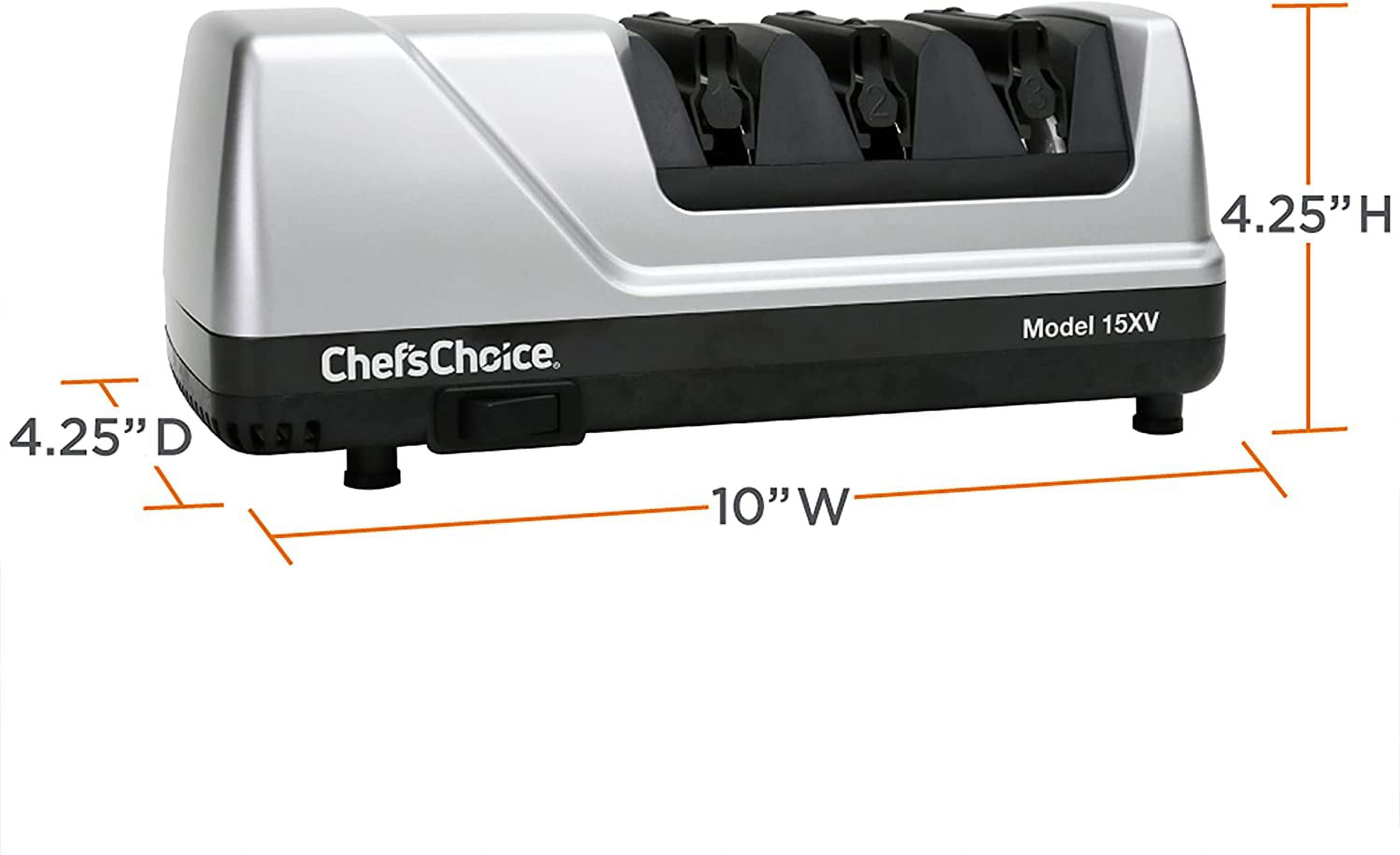 Chef'sChoice Trizor 15XV Professional Electric Knife Sharpener With  100-Percent Diamond Abrasives And Precision Angle Guides For Straight Edge  and Serrated Knives, 3-Stage, Black