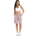 thumbnail image 5 of Cadmus Women's Casual Comfy 9" Bermuda Shorts Yoga Walking Running Drawstring Shorts with Pockets, 5 of 9