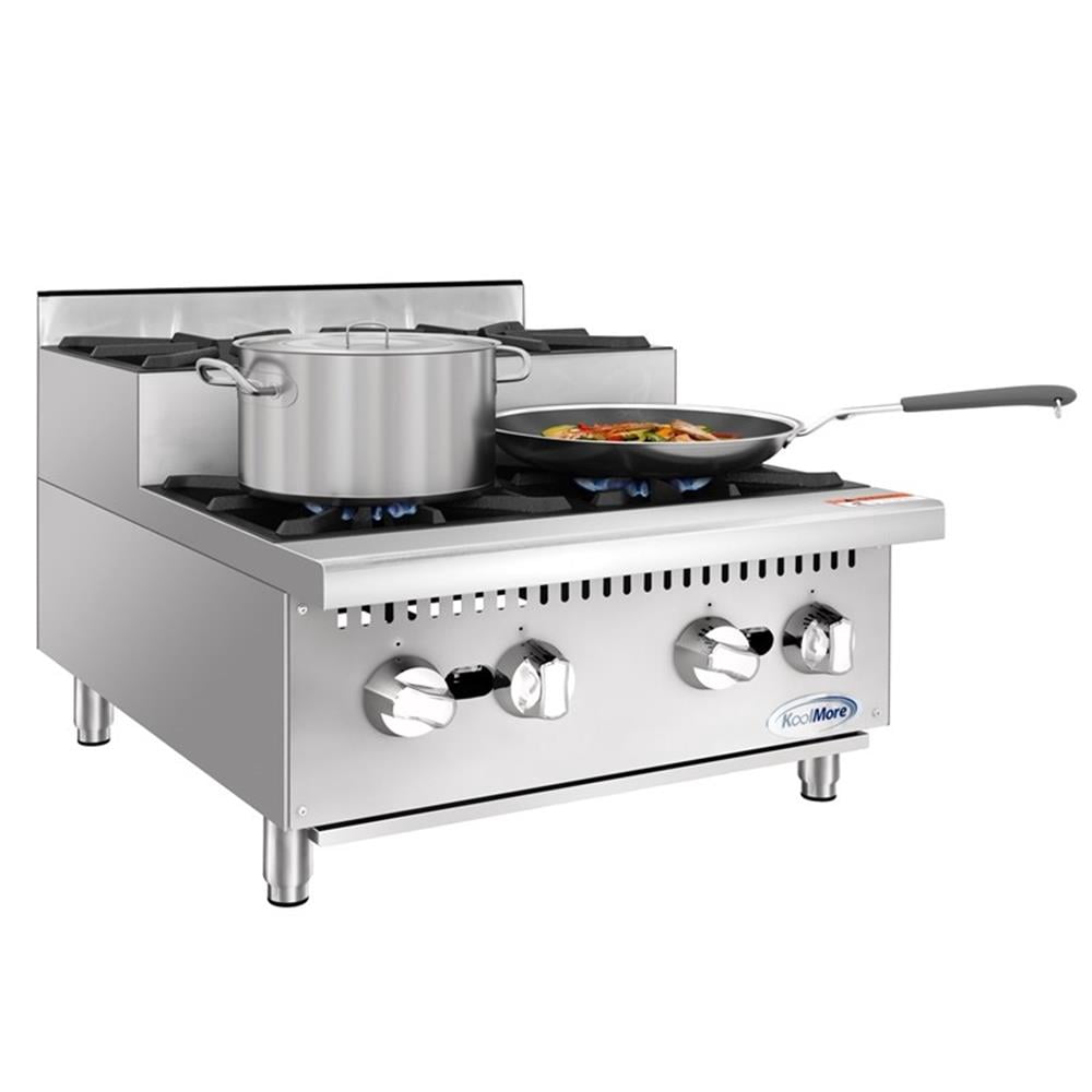 Pemberly Row Steel 24" Commercial Four-Burner Step Up Range 104000 BTUs
