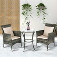 thumbnail image 1 of Costway 3pcs Rattan Table & Chairs Set Garden W/ Cushions Patio Furniture Coffee, 1 of 8
