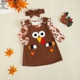 thumbnail image 6 of UAYOTSE Girls Set Baby Girl Baby Girl Thanksgiving Turkey Letter Long Sleeved Shirt Suspender Skirt Three Piece Set(0-3 Months,I200-Brown), 6 of 9