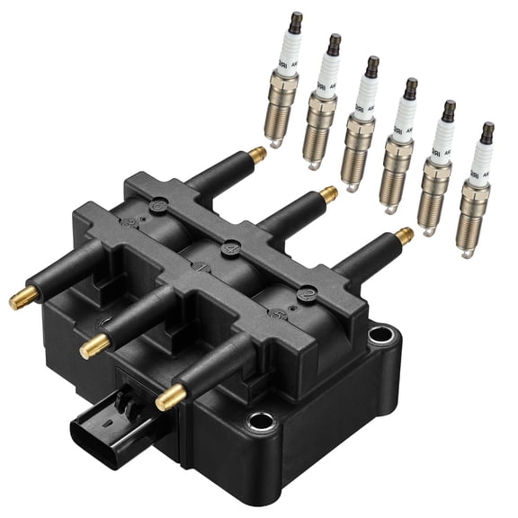 SPEEDWOW Ignition Coil Pack UF305 and Iridium Spark Plugs LZTR5AGP Compatible with Chrysler Pacifica Town & Country Voyage Dodge Grand Caravan Jeep Wrangler Vw Routan 3.3L 3.8L V6 Set of 6