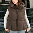 thumbnail image 6 of Hvyesh Cropped Puffer Vest Women Lightweight Quilted Stand Collar Sleeveless Jackets Fall Winter Zip Up Padded Coat with Hood Coffee XL, 6 of 6