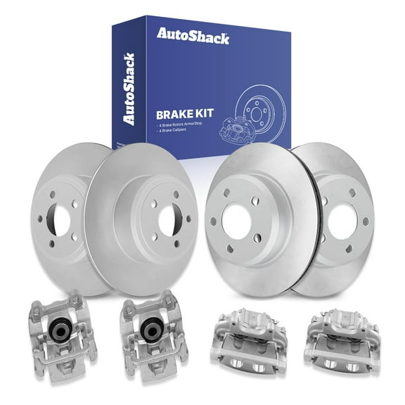 AutoShack Front & Rear Brake Rotors Calipers | Replacement for 2012-2013 Dodge Charger 3.6L V6 RWD | Coated | 8-PC Brake Kit | ArmorStop