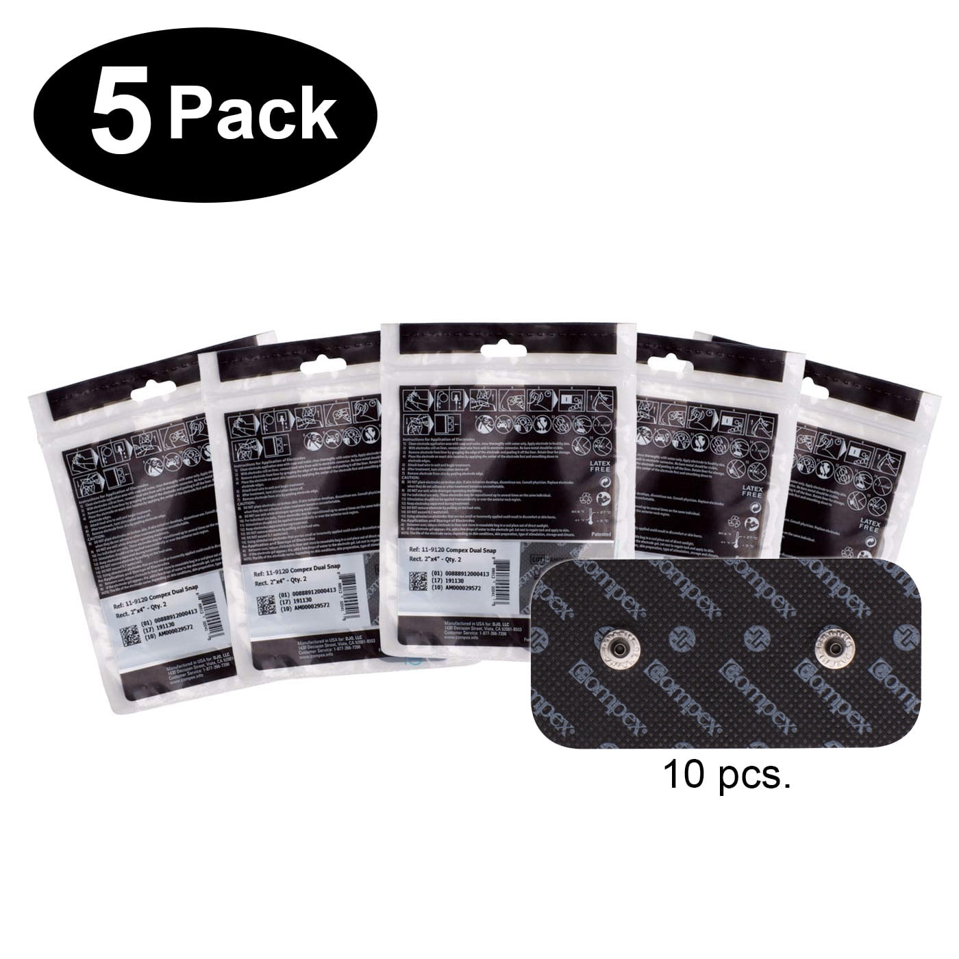 Compex Easy Snap Electrodes 2in X 4in for Edge Performance Sport Elite Wirele for sale online 