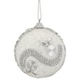 thumbnail image 3 of Northlight 3ct White and Silver Swirl Beading Shatterproof Christmas Ball Ornaments 3" (75mm), 3 of 4