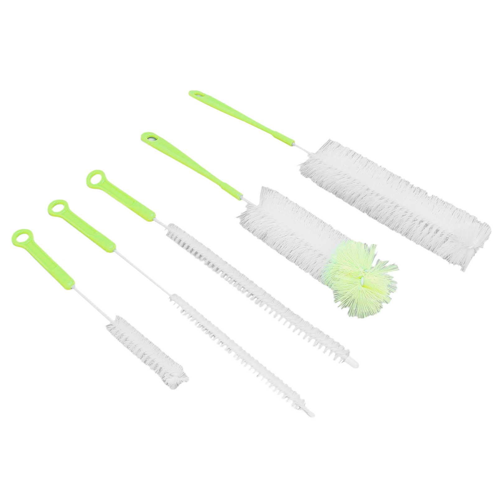 LAZIOEGR Bottle Brush Set Food Grade Long Handle 5 Types Water Bottle Cleaner for Wine Sports Bottles Hummingbird Feeders Green, 15.75 inches / 40 cm