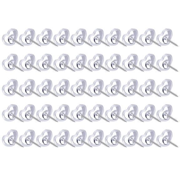 Heart Shaped Push Pins,Transparent Thumb Tacks,Cork Board Decorative Pins,Clear Plastic Heart Shape Rustproof Metal Needle Design,Cute Decorative Fastener for Poster Photo Map Cork Board,50 Pcs