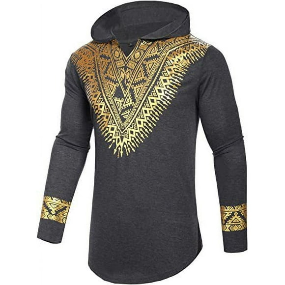 Chemise pour Homme à Imprimé floral en Métal, Coupe Ajustée, Manches Longues, Col en V (Gris, 2TG)