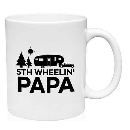 

Coffee Mug 5th Wheel Papa Grandpa White Cup Funny Gift
