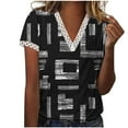 thumbnail image 2 of Hauts pour Femmes Mode Blouse d'Été pour Femmes à Col en V en Dentelle Patchwork à Manches Courtes Décontractée Haut Blouse Polyester Blouses pour Femmes en Liquidation, 2 of 5