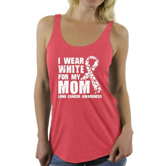 Awkward Styles Women's I Wear White for My Mom Graphic Racerback Tank Tops Lung Cancer Awareness