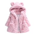 thumbnail image 3 of URMAGIC 1-8 Years Girl Fall And Winter Coat Toddler Kids Hooded Thicken Fleece Warm Jacket Coat Bear Medium Length Outwear Overcoat, 3 of 6