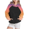 thumbnail image 1 of Bowake Vêtements d'Automne pour Femmes à Manches Longues Dégradé Chandails en Molleton Décontractés Légers Raglan avec Poche, 1 of 5