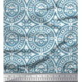 thumbnail image 1 of Soimoi Blue Silk Fabric Damask Floral Print Fabric by Yard 44 Inch Wide, 1 of 3