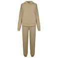 thumbnail image 7 of Womens 2 Piece Outfits Hoodie Sweatsuit Sets Oversized Sweatshirt Baggy Fall Comfy Sweatpants with Pockets, Casual Loungewear for Everyday Comfort and Style,Beige,L, 7 of 7