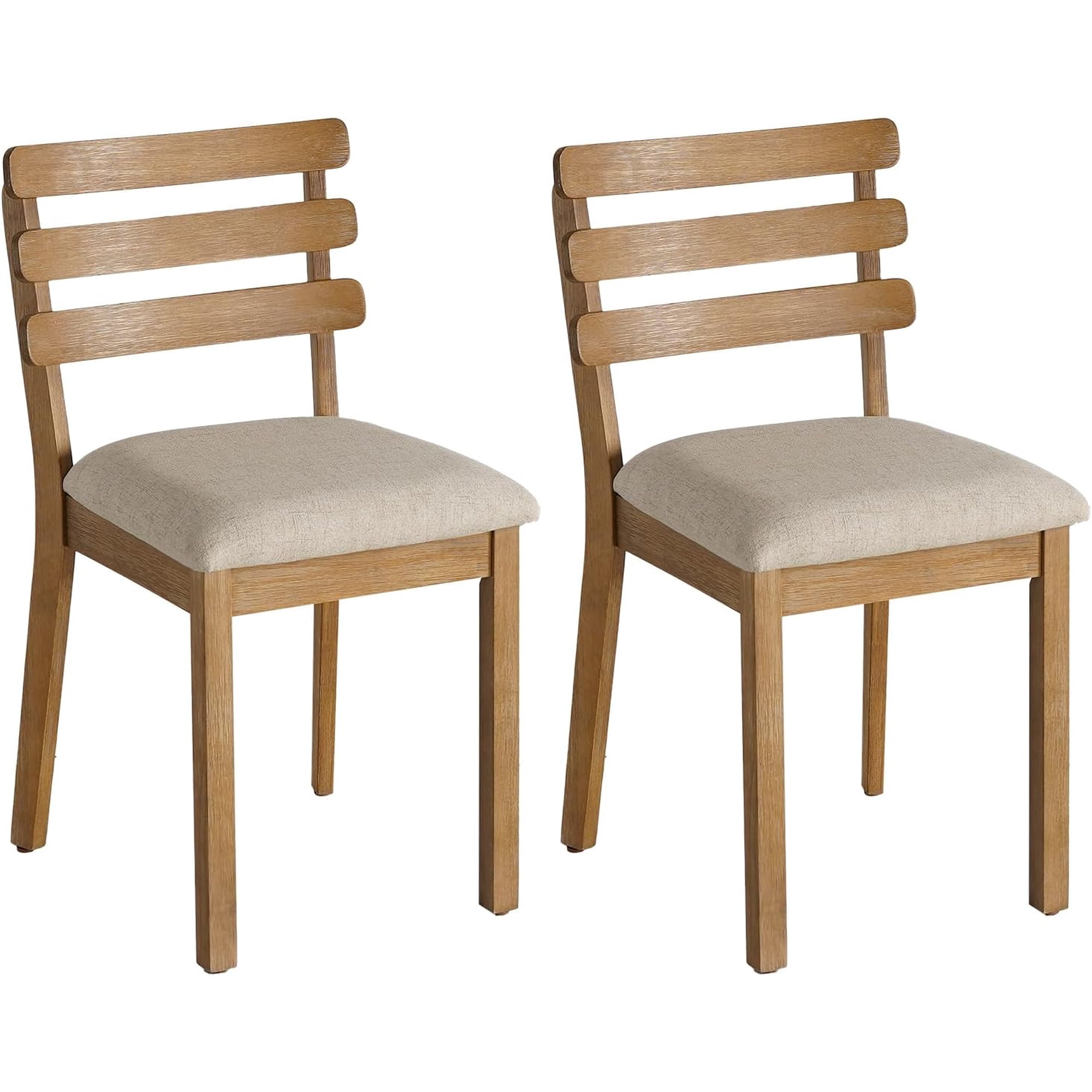 Solid Wood Dining Chairs Set of 2 Ergonomic Upholstered Dining Chairs | Farmhouse Modern Wooden Accent Chairs for Dining Room Living Room Small Spaces Waiting Room Cafe Kitchen Chairs