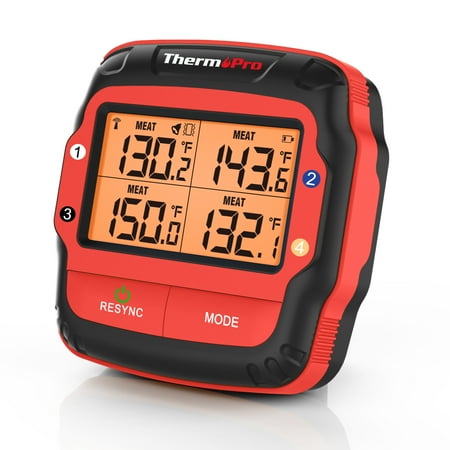 ThermoPro - Long Range Wireless Meat Thermometer with 4 Probes - Red