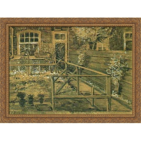 Sien's Mother's House, Closer View 36x28 Large Gold Ornate Wood Framed Canvas Art by Vincent van Gogh