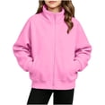 thumbnail image 5 of luawuai Girls Full Zip Sweatshirt Jacket with Pockets, Pink, Size 9-10 Years, 5 of 6