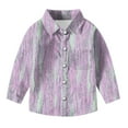 thumbnail image 5 of BRGZLK Kids Long Sleeve Button-Down Shirts Boys Girls Trendy Regular Print Classic Collared Casual T-Shirt Purple 3-4 Years, 5 of 5