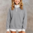 thumbnail image 2 of SGMVNU Girls' Zip Neck Hoodie for Little Girls – Cozy Kids' Casual Sweatshirt with Stand Up Collar Lightweight Winter Layer Grey 5-6 Years, 2 of 8