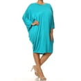 thumbnail image 2 of Women's Plus Size Casual Solid Loose Fit 3/4 Sleeve Dolman Sleeve Midi Dress, 2 of 5
