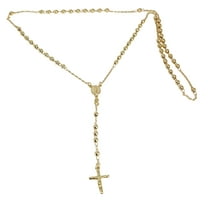MST Solid 925 Sterling Silver 14K Gold-Plated Rosary Beads Chain Necklace – 24in 4mm Rosario, Italian, Unisex, All Ages