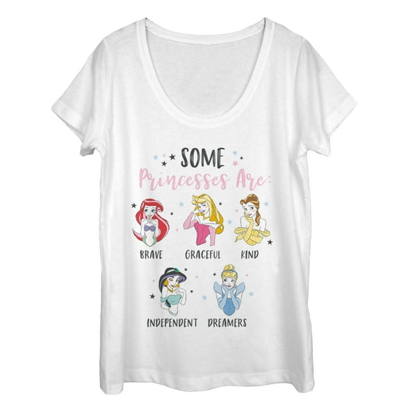 Women's Disney Princesses Personalities  Scoop Neck White Large
