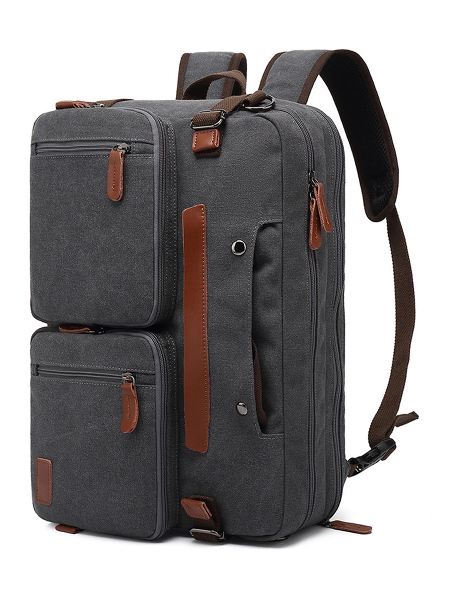 Avamo Men Rucksack Top Handle Backpack Zipper Laptop Bag Large Capacity