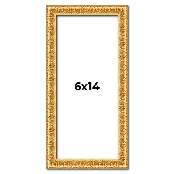 6x14 Frame Gold Real Wood Picture Frame Width 1 inches | Interior Frame Depth 0.5 inches | Edwina