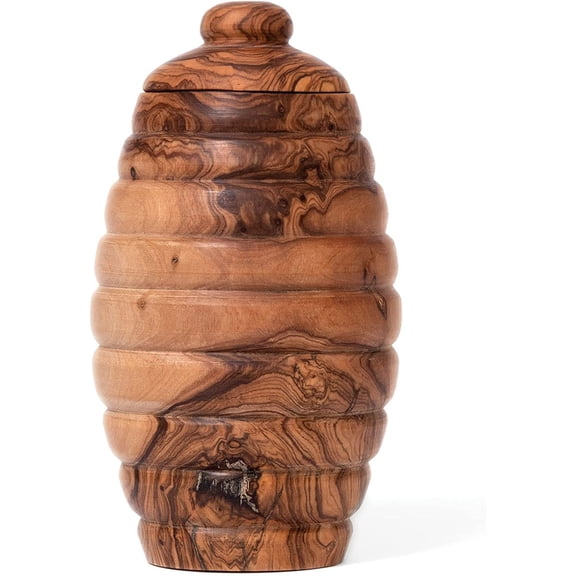 Lipper International Olive Wood Honey Pot with Cover, 3" x 2.5" x 5"