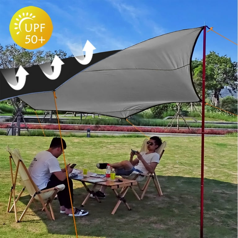 16x16ft Large Camping Black Tarp Waterproof Shade Sail Sun