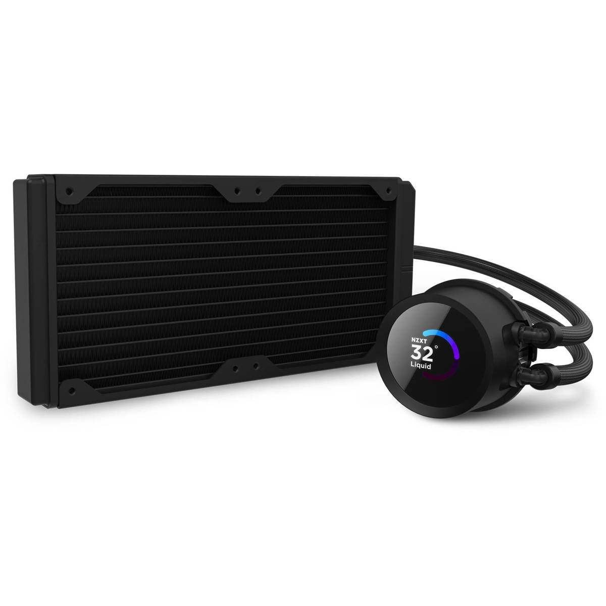 NZXT Kraken RGB 240mm - RL-KR240-B1 - AIO RGB CPU Liquid Cooler - LCD Display - 2 x F120RGB Core Fans Radiator Fans Black LGA 1700 / AM5 Compatible