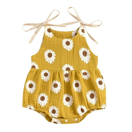 

Gallickan Baby Jumpsuit Romper Girl Summer Baby Daisy Straps Sleeveless Jumpsuit Casual Bodysuit Clothes Sizes 1M-2T Kids Deals under $10