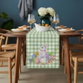 thumbnail image 2 of Easter Table Runner - 60 Inch Long, Kitchen Dining Table Runner Dresser Scarves, Spring Watercolor Bunny Eggs Butterflies Green Plaid Farmhouse Decor for Coffee Tables Wedding Party Banquet, 2 of 8