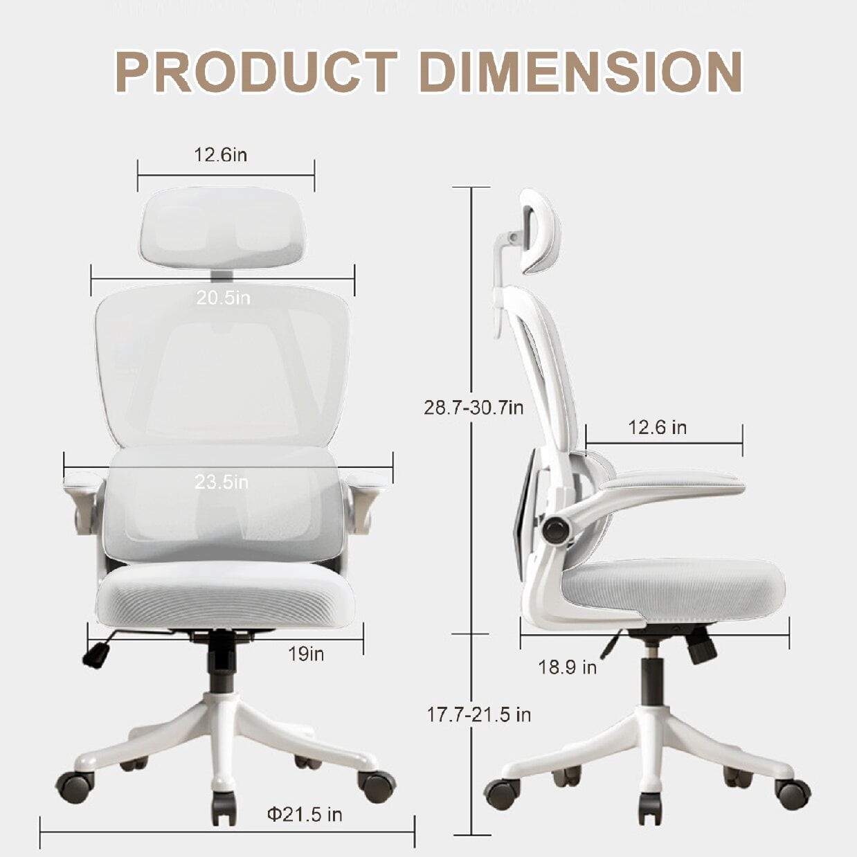 Office Chair High Back Ergonomic Computer Office Chair with Lumbar Support Adjustable Headrest 4D Armrest and Lumbar Support for Swivel Mesh Chair for Work, Study, Gaming