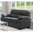 Dark Gray Textured Fabric Sofa Loveseat Set Modern Living Room Couch