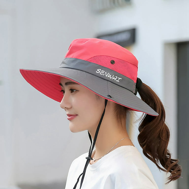 Women Waterproof Sun Hat Outdoor UV Protection Bucket Mesh Boonie Hat  Adjustable Fishing Cap 
