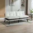 thumbnail image 5 of Futon Sofa Bed, Convertible Sleeper Couch Memory Foam Small Splitback Loveseat for Living Room, Modern Upholstered Sofa Couch with Adjustable Backrest for Living Room Home Office, Cream White, 5 of 9
