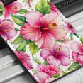 thumbnail image 6 of Pink Hibiscus Tropical Flowers Watercolor Faux Leather Travel Luggage Tag, 6 of 7