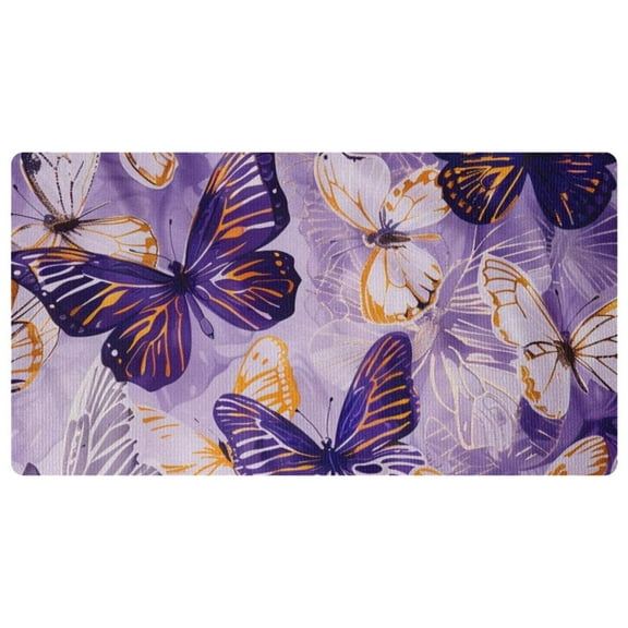 DragonBtu Kitchen Mat Cushioned Anti Fatigue Rug Butterflies Purple Pretty 15.7"x29.5" Waterproof, Non Slip, Comfort Desk/Floor Mats for House Sink