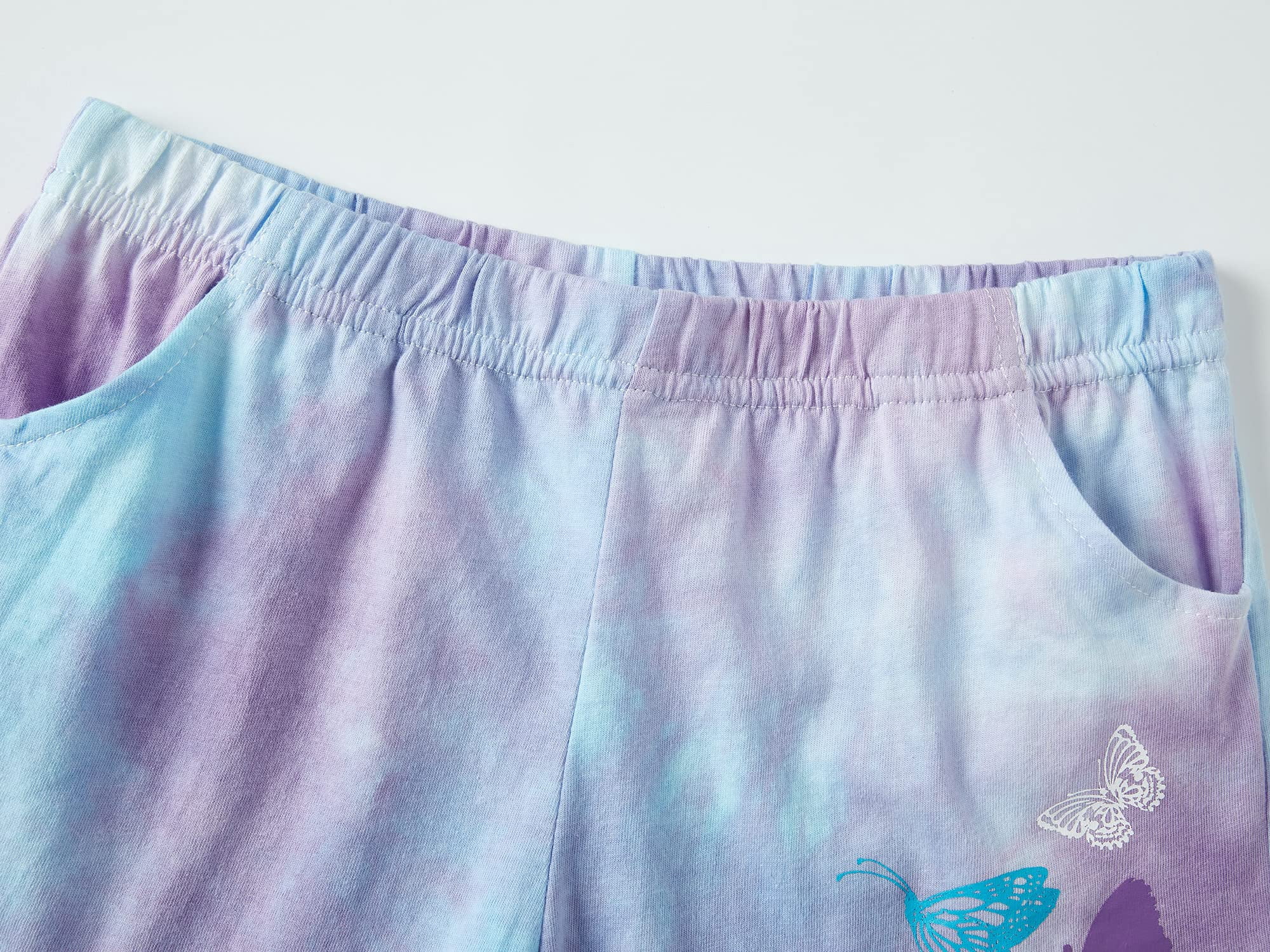 Beezizac Girls Pajama Set 2-PC Tank Top & Shorts Cotton Summer Tie Dye Butterfly Pjs Size 10