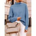 thumbnail image 3 of Womens Ribbed Mock Neck Batwing Sleeve Sweater Knitted Pullover Sweaters, 3 of 7