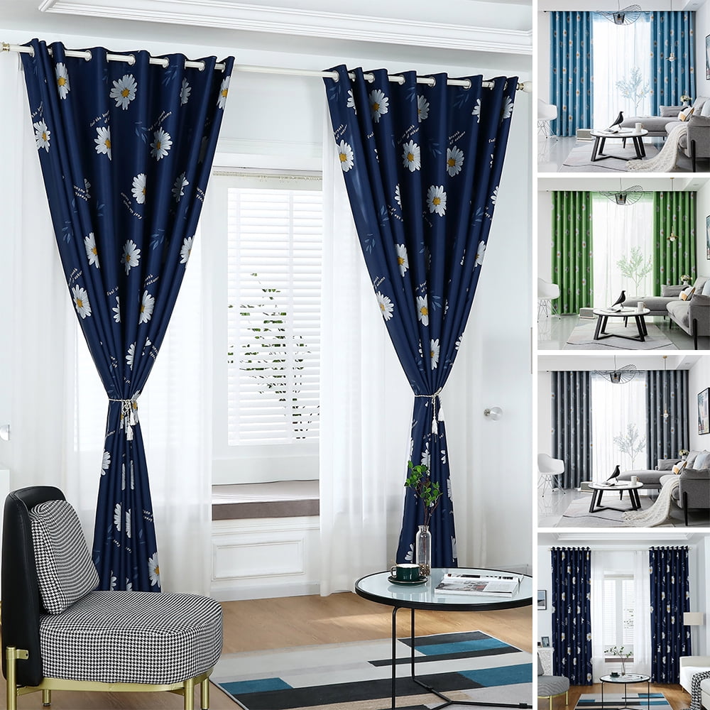 100x200cm Modern Jacquard Window Panel Shade Curtain Drape Blind Sky Blue 